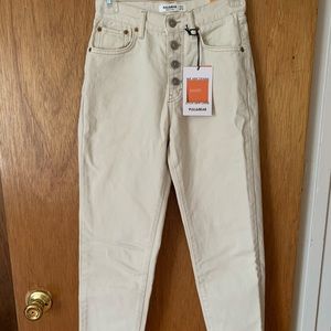 Pull and Bear - tan denim, mom jeans